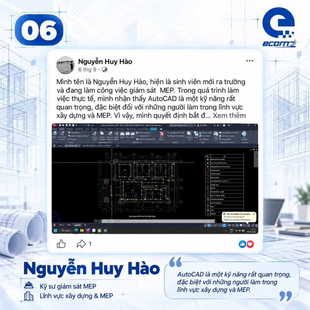 Nguyễn Huy Hào – Kỹ sư giám sát MEP nâng cao chuyên môn chuyển sang mảng vẽ Shop Drawing